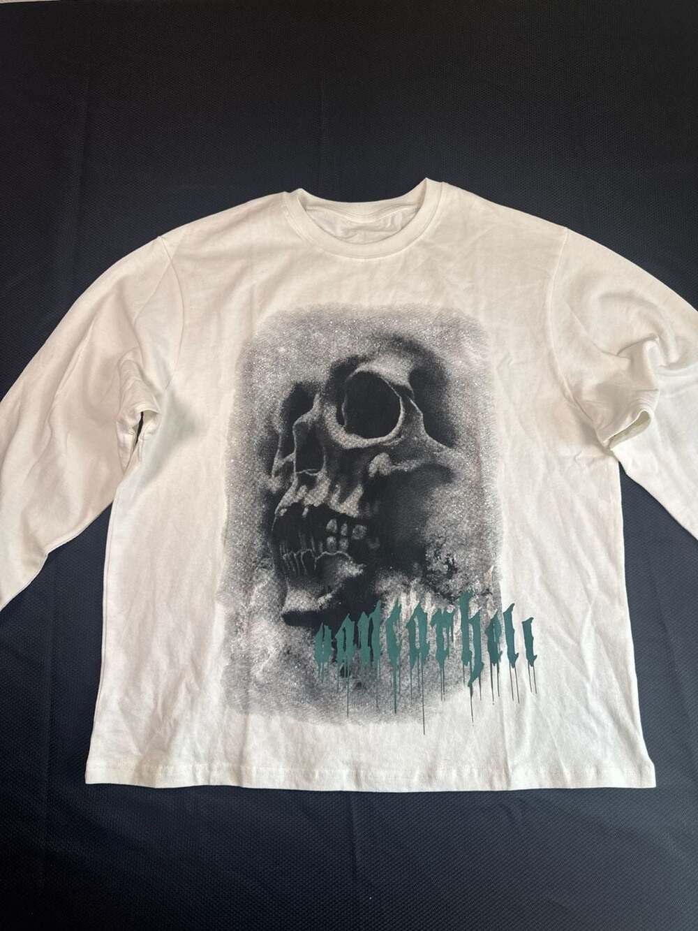 Vancarhell Skull Graphic Long Sleeve T-Shirt White